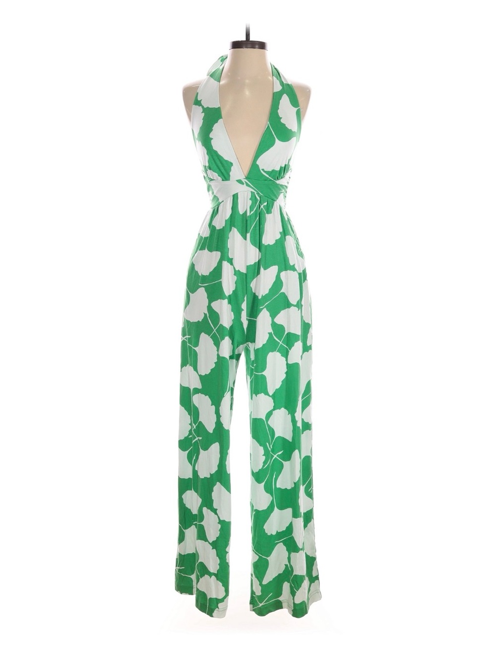 Diane von Furstenberg for Target Green and White Floral Halter Jumpsuit